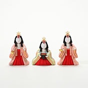 煌珠 正絹 5人飾り 三人官女(長柄銚子、三方、銚子)