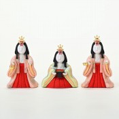 煌珠 正絹 5人飾り 三人官女(長柄銚子、三方、銚子)