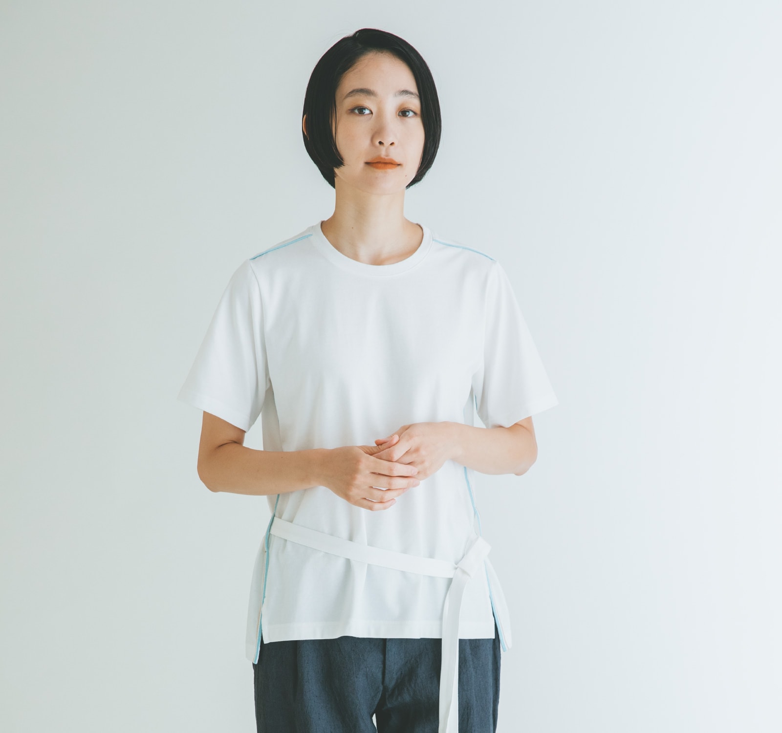 脇テープ半袖Tシャツ-スーピマ天竺 / Supima cotton Side line T-Shirt