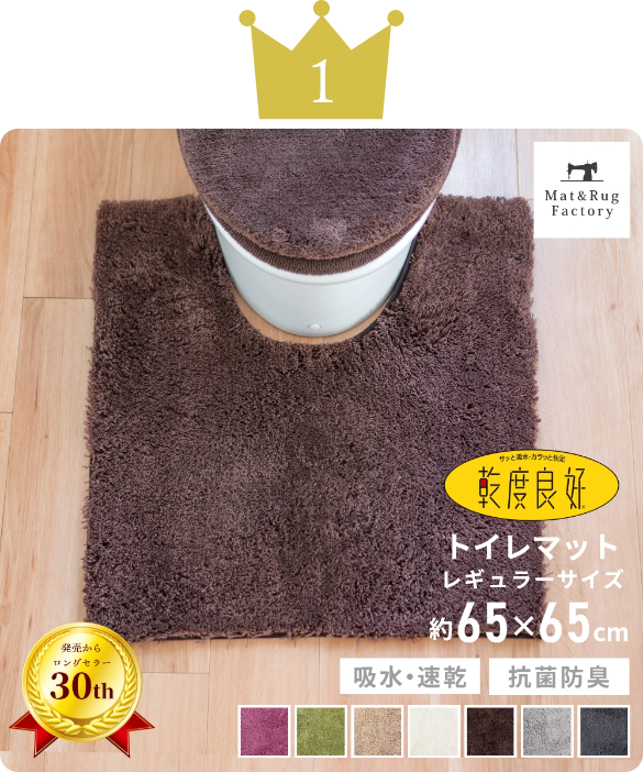 乾度良好Ｄナチュレ トイレマット約65cm×65cm