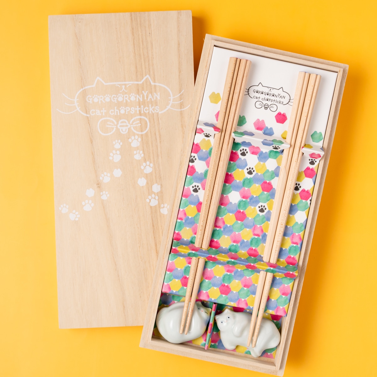 ニコニャン GOROGORONYAN cat chopsticks｜ゴロゴロ転がる猫の箸置付