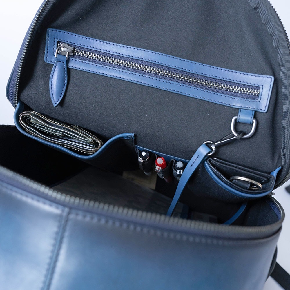 レザービジネスリュック 本革 GUILDFORD NAVY バックパック ネイビー紺