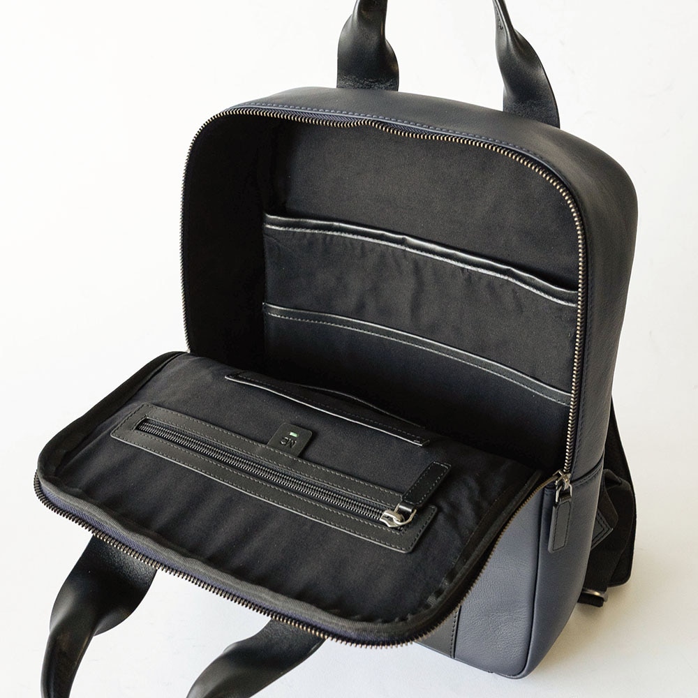 レザービジネスリュック VIRGINIA NAVY バックパック ネイビー紺