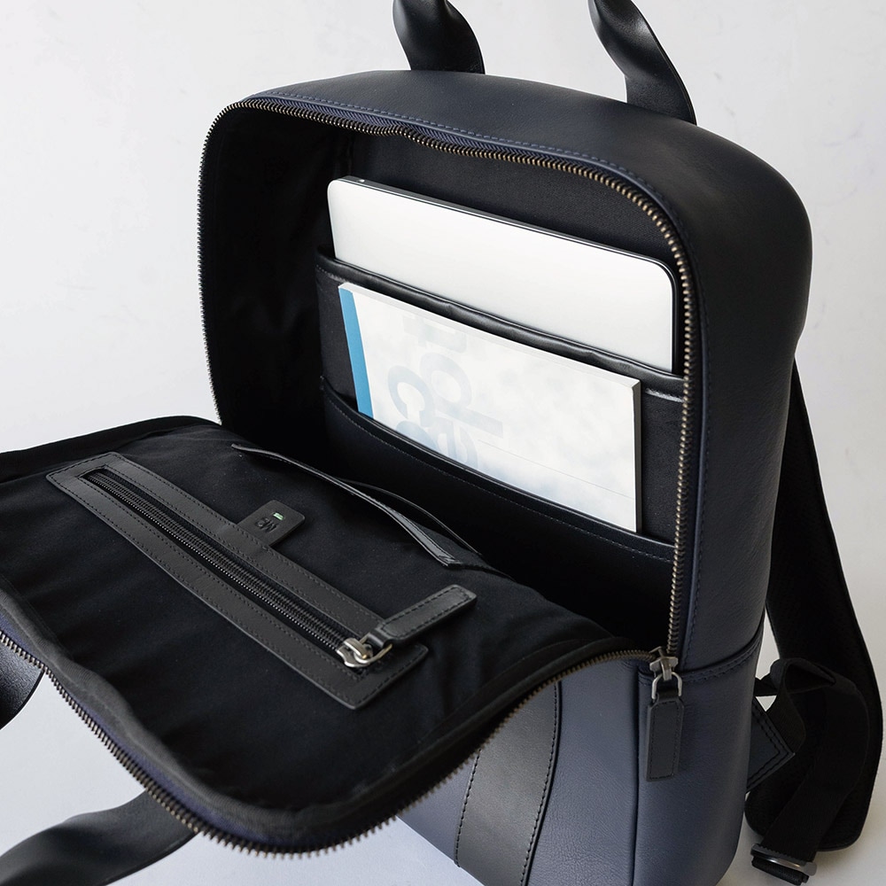 レザービジネスリュック VIRGINIA NAVY バックパック ネイビー紺