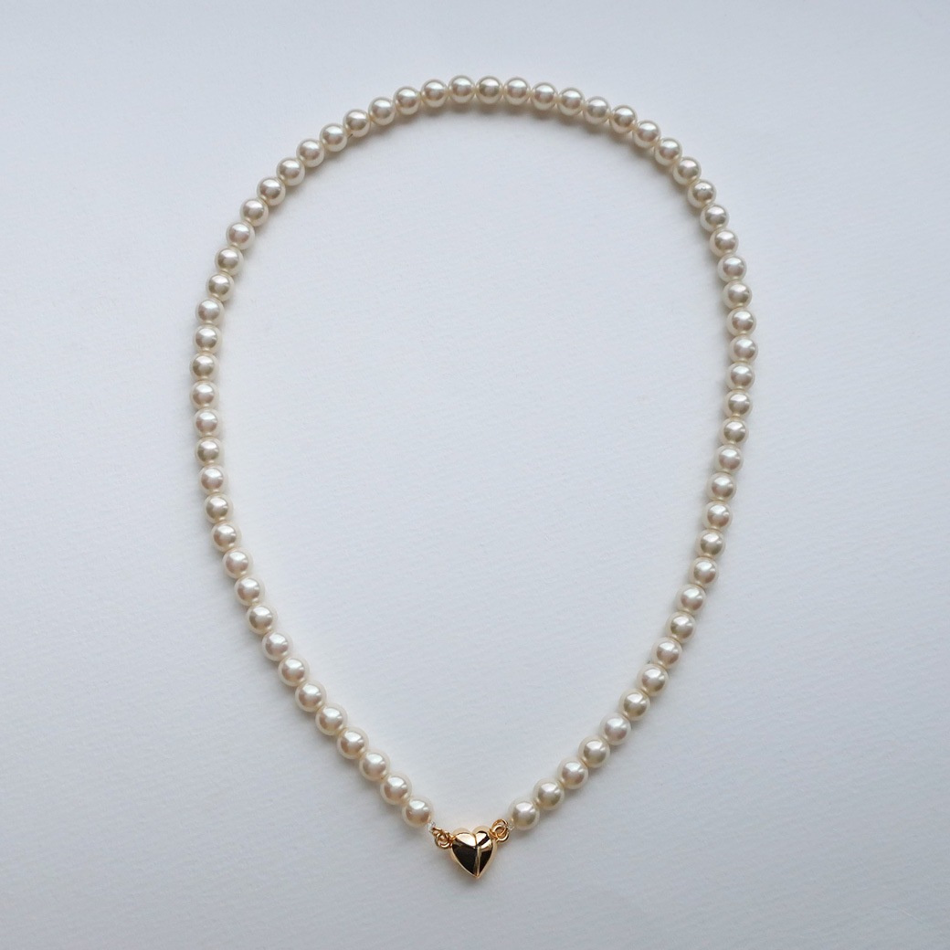 日本製 ハート マグネット パールネックレス 留め具 マグネット式