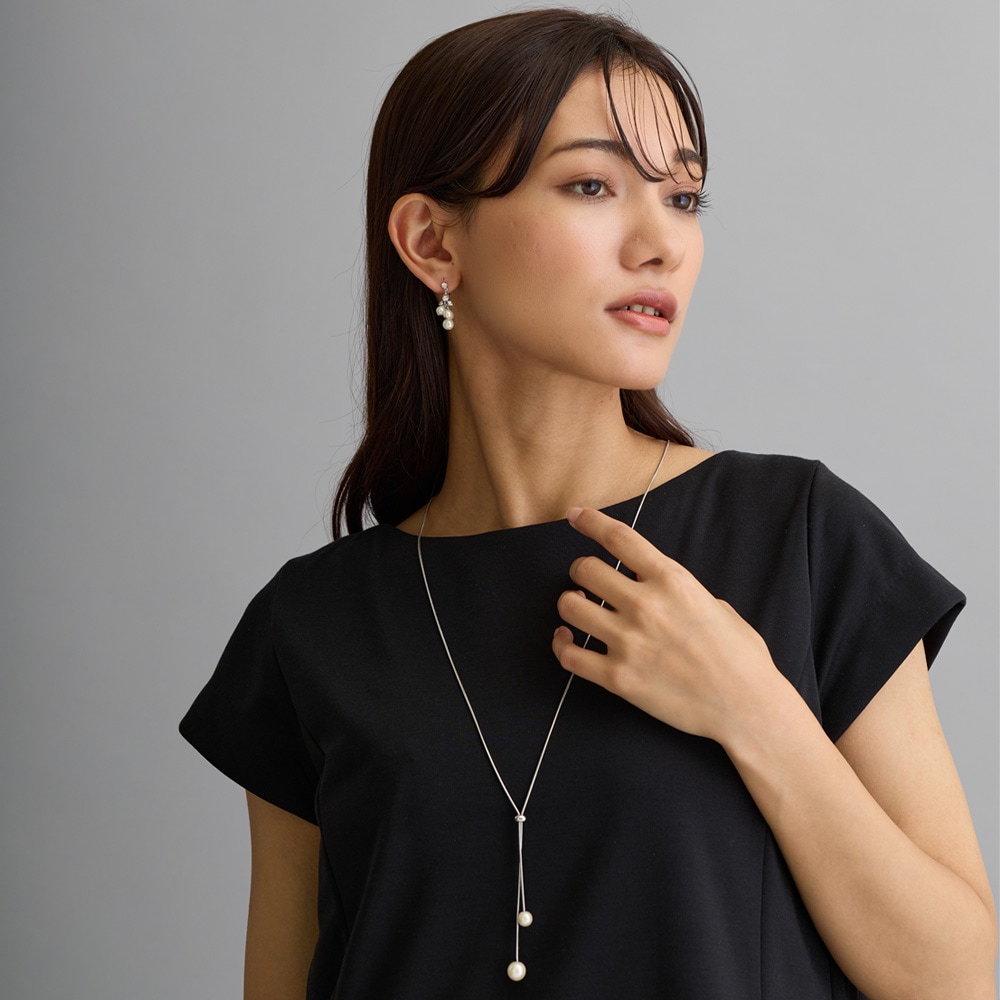 Pearl Y Lariat Necklace｜スライド調整できるY字パールラリエット