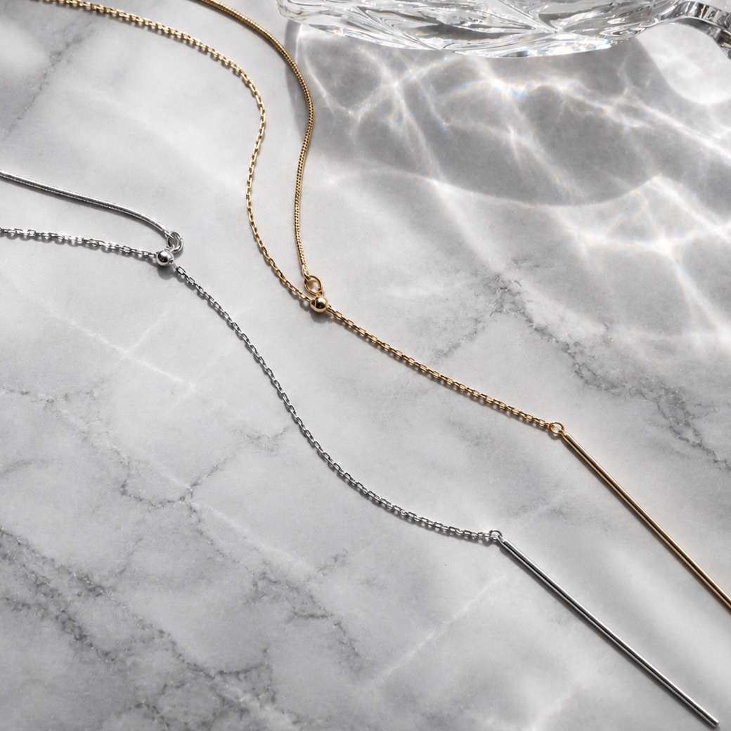 新作予約】Mix Chain Slide Y Necklace｜ミックスチェーン スライドY字