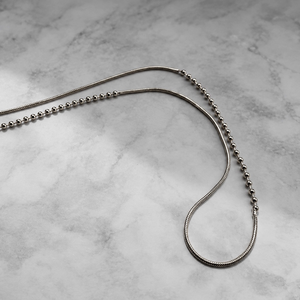 新作予約】Mix Chain Slide Y Necklace｜ミックスチェーン スライドY字