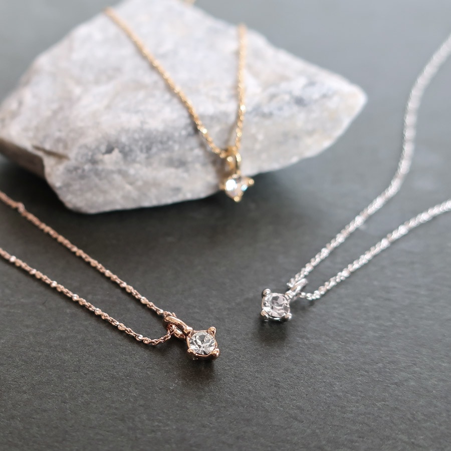 日本製 1石 プチ ストーン 小ぶり ネックレス | ネックレス,パヴェ