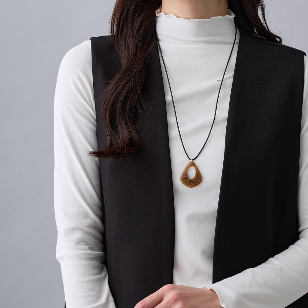 日本製 べっこう風 マーブル ロングネックレス | ネックレス | 日本製