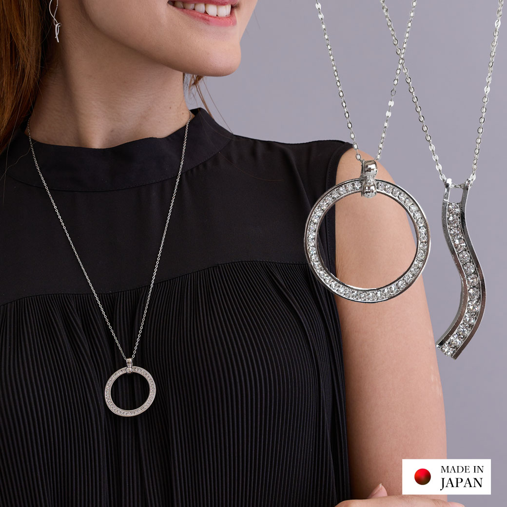 選べる2タイプ日本製 サークル＆ウェーブ ロングペンダント