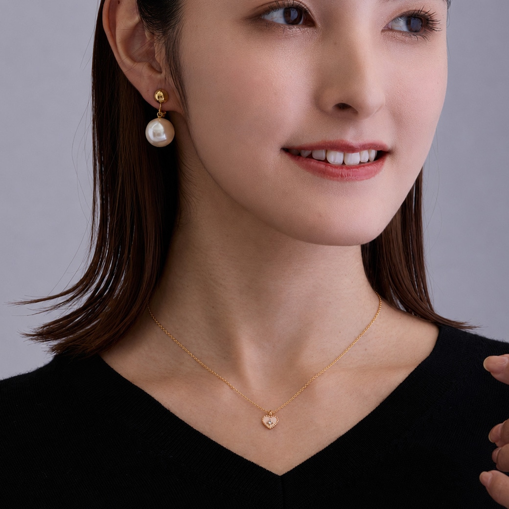 ミニハートネックレス レディース 着用 小ぶり ゴールド