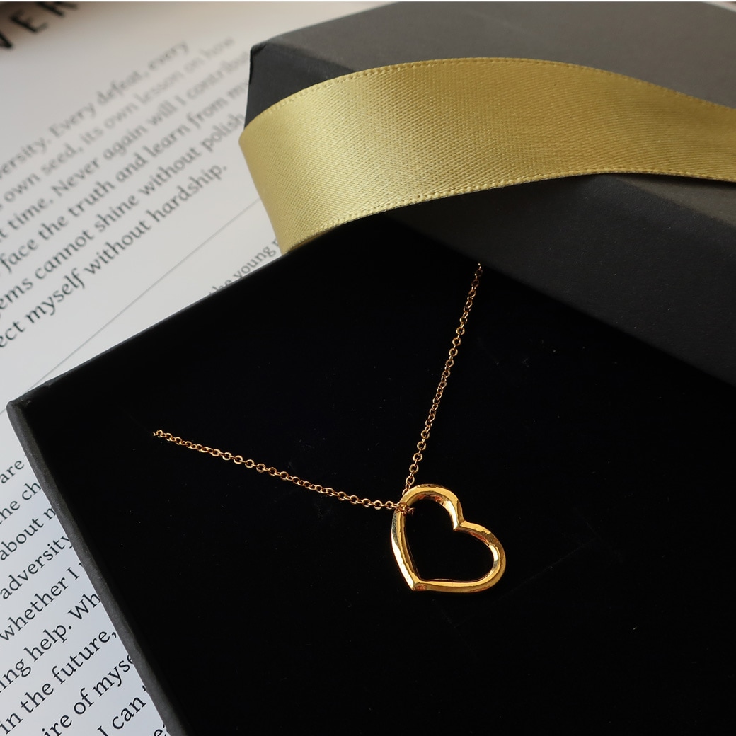 日本製 オープンハート ネックレス 金属アレルギー対応 | ネックレス