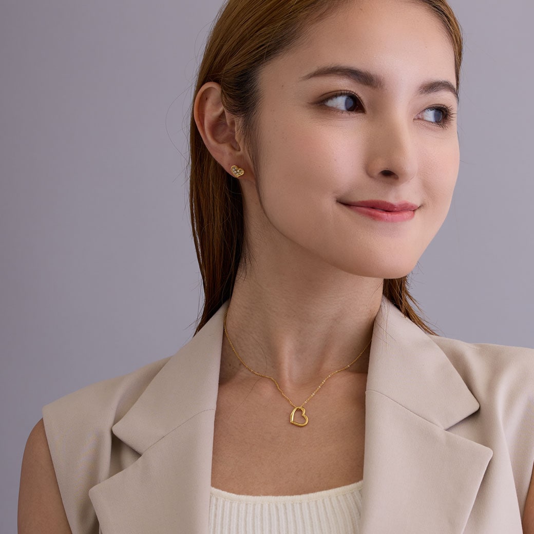 日本製 オープンハート ネックレス 金属アレルギー対応 | ネックレス