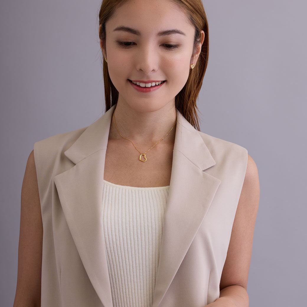 日本製 オープンハート ネックレス 金属アレルギー対応 | ネックレス