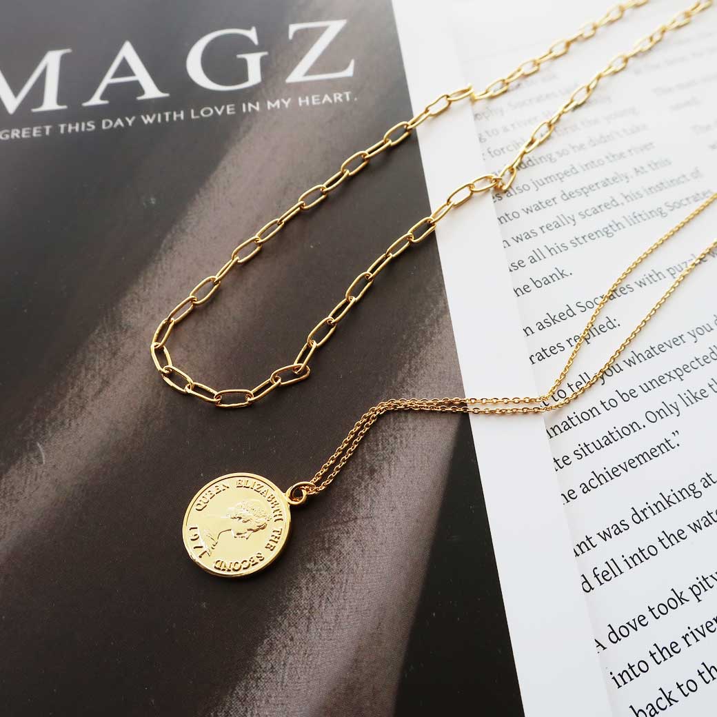 日本製 2本セット 3通り使えるレイヤードコインネックレス | ネックレス,ショートネックレス | 日本 製MelodyAccessoryメロディーアクセサリー公式