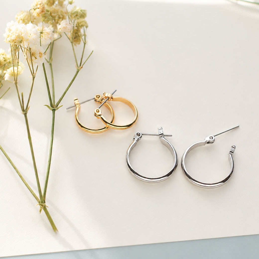 Catchless Hoop Earrings｜チタンポストのキャッチレスフープピアス
