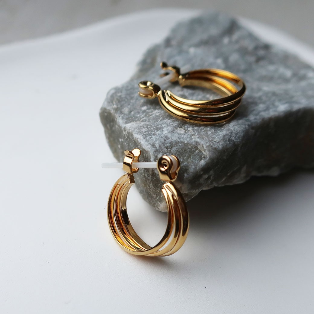 プープピアス （約20mm） 16kgp 1ペア 送料無料】K18 1mm×20mm ゴールドフープピアス ペア ピアス（フープ