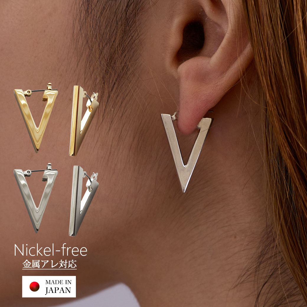 ゴールド V字型ピアス ヴァレンティノ ガラヴァーニ VALENTINO GARAVANI ピアス Vロゴ 10mm