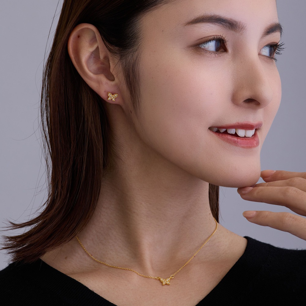 日本製 純国産 バタフライピアス K18GP 金属アレルギー対応 チタン