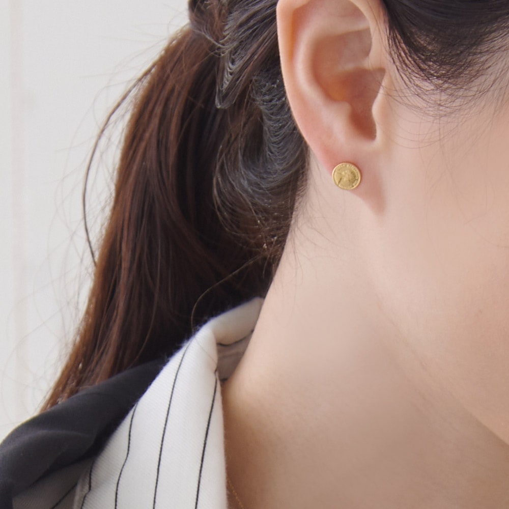 SALE30%OFF】 日本製 コイン スタッドピアス K18GP | ピアス SALE30%OFF】 日本製 コイン スタッドピアス K18GP | ピアス