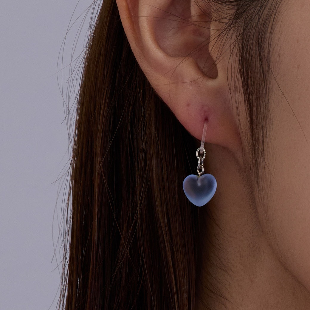 日本製 透明 ハート フックピアス 引っ掛け ピアス 浴衣 夏祭り キッズ