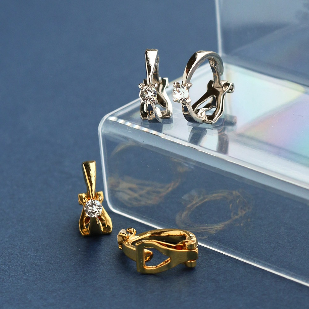 日本製 クリップ式イヤリング 金属アレルギー対応 樹脂カバー付き