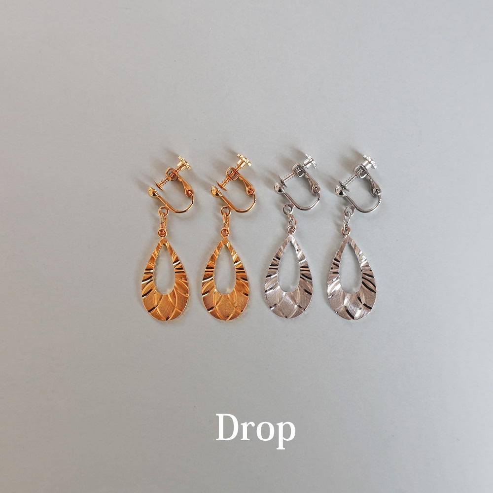 日本製 樹脂カバー付き ダイヤカット ドロップイヤリング ピアス