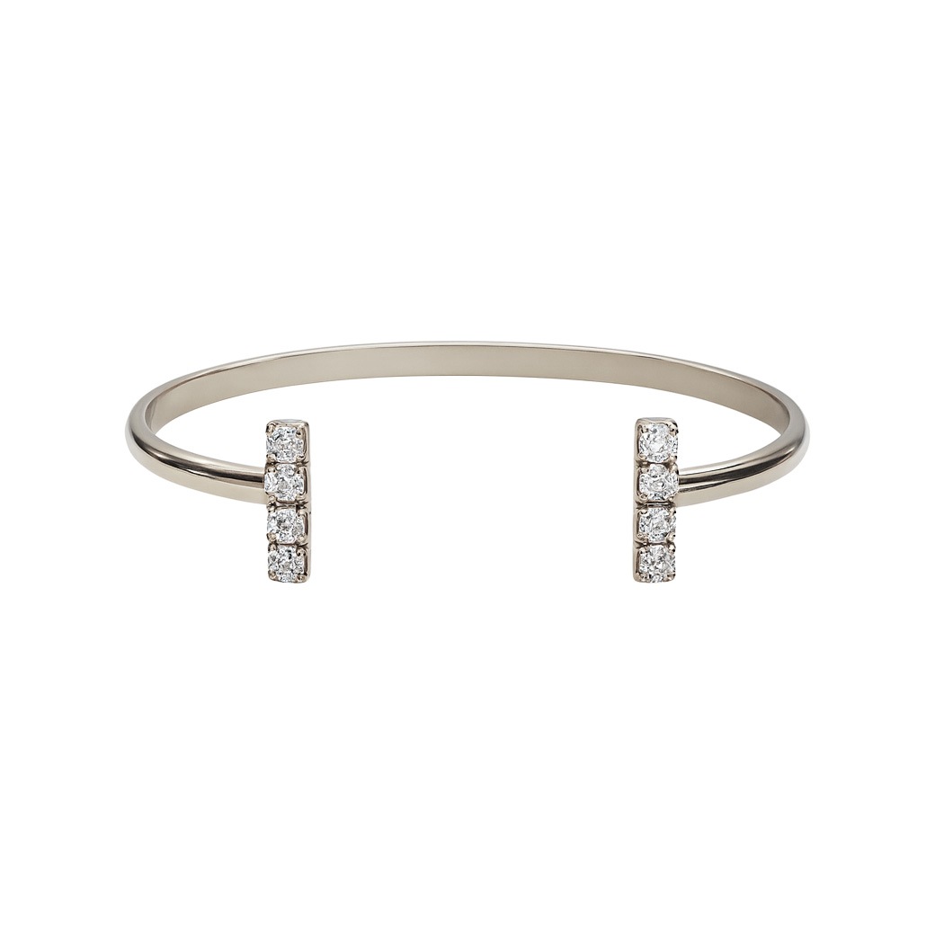 日本製 ハグバングル 金属アレルギー対応 ラインストーン4石 オープン