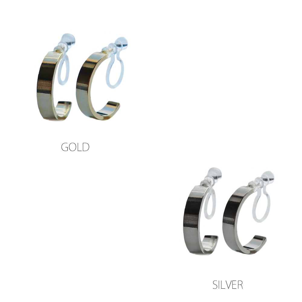 日本製 イヤリング 樹脂 ノンホールピアス 地金 フープイヤリング