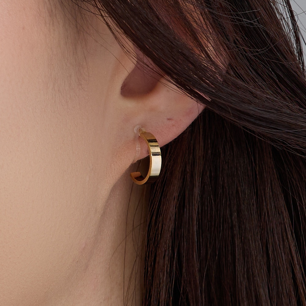 日本製 イヤリング 樹脂 ノンホールピアス 地金 フープイヤリング