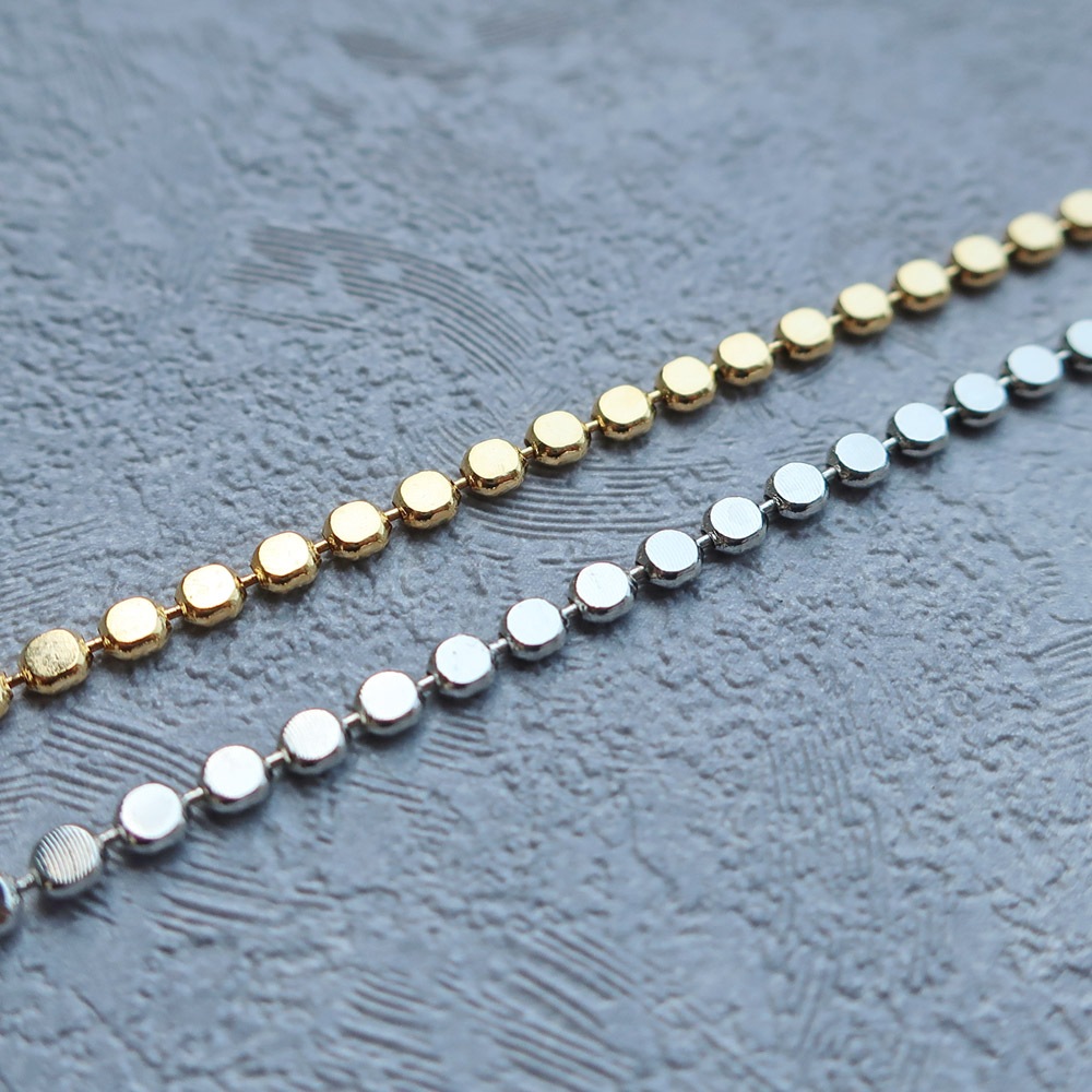 日本製 K18GP ニッケルフリー フラットボールチェーンアンクレット