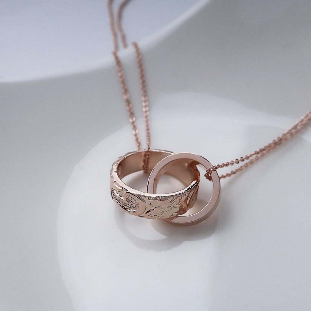 ハワイアンジュエリー ダブルリング ネックレス応 日本製 レディース