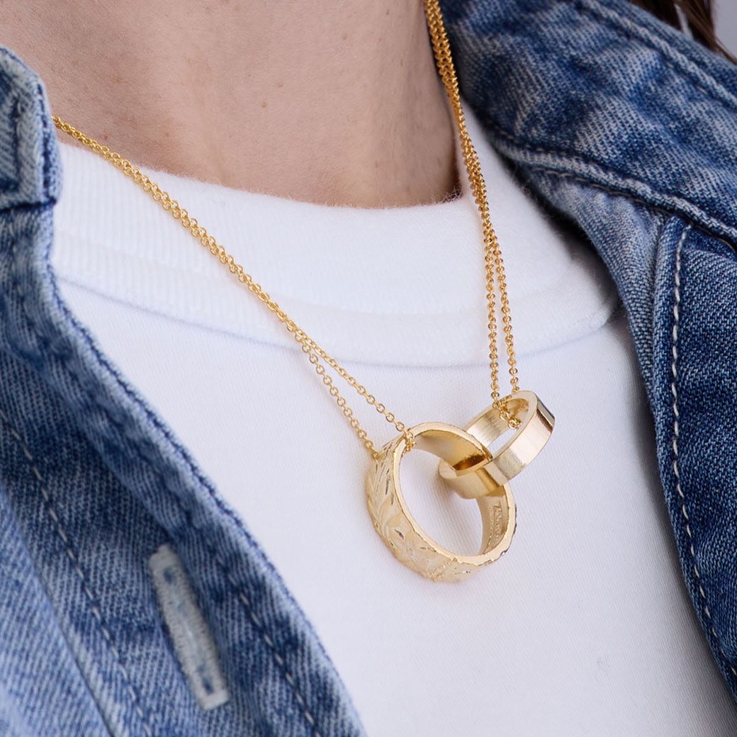 ハワイアンジュエリー ダブルリング ネックレス応 日本製 レディース