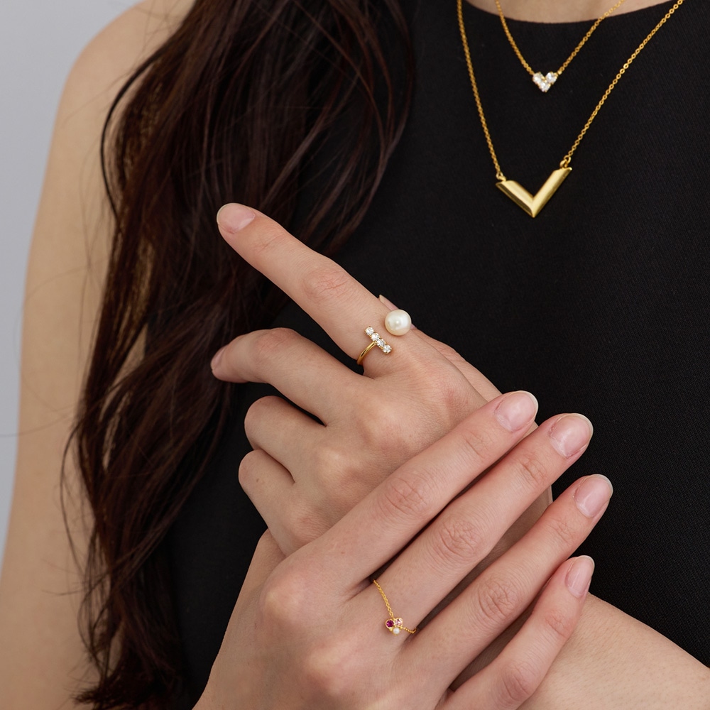 専用JQ281★高級 コーネルピン PS D フリーサイズリング 鑑付 日本製 指輪 フリーサイズリング チェーンリング カラーストーン