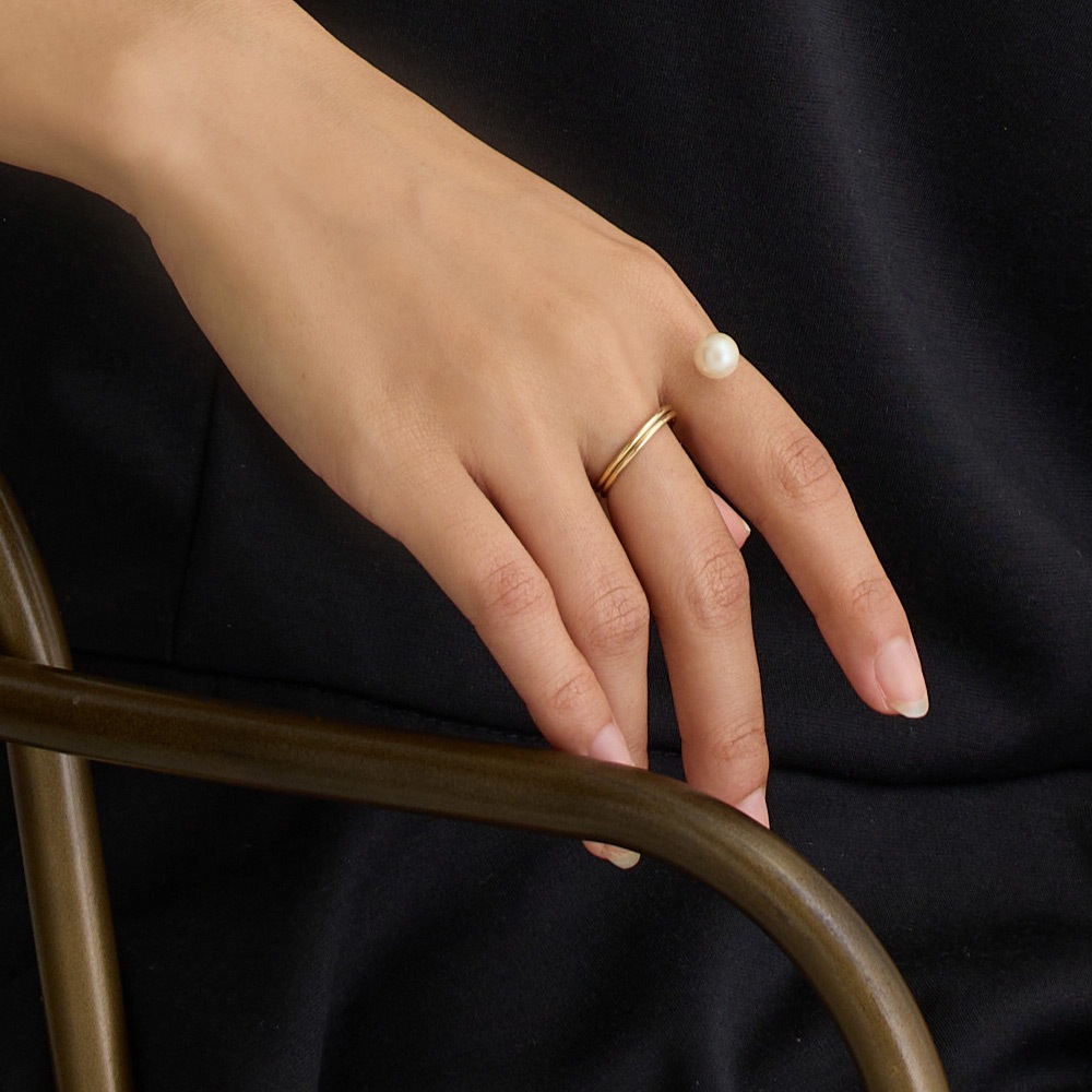 送料無料 日本製 モード トレンド パール ツーフィンガーリング