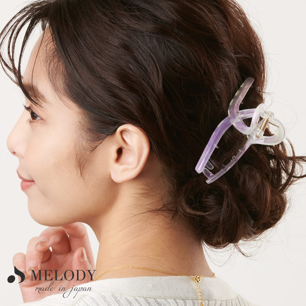 しっかり髪をキャッチ！綺麗 オーロラ ループ クリアバンスクリップ