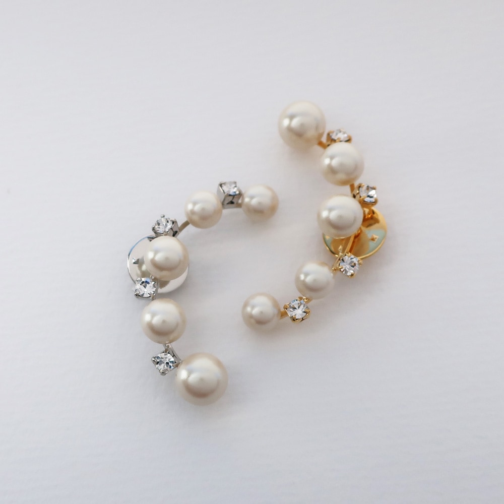 クレッセント パール 上品な輝きの日本製パール＆クリスタルブローチ