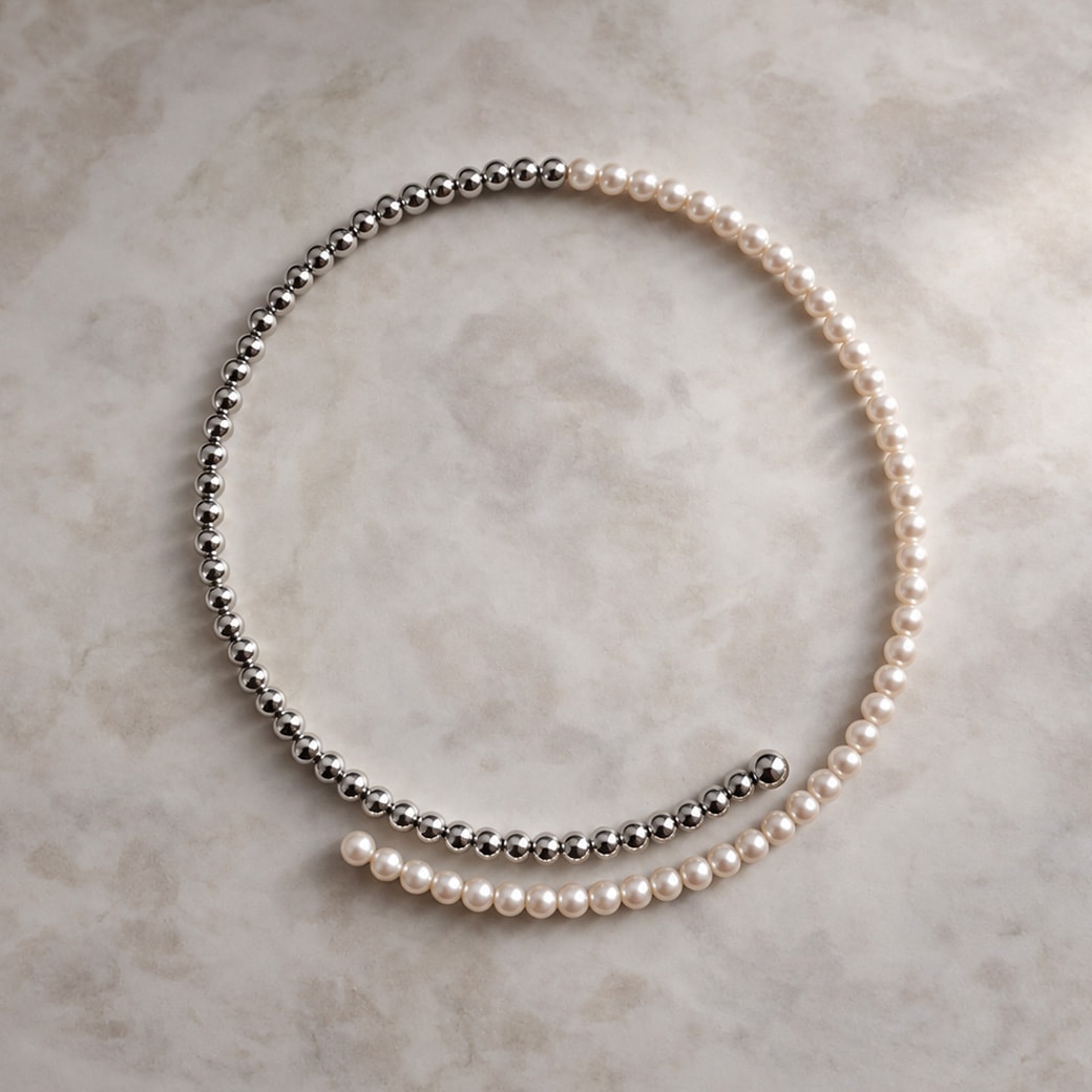 Half Pearl Metal Choker｜2WAY ハーフパールメタルチョーカー