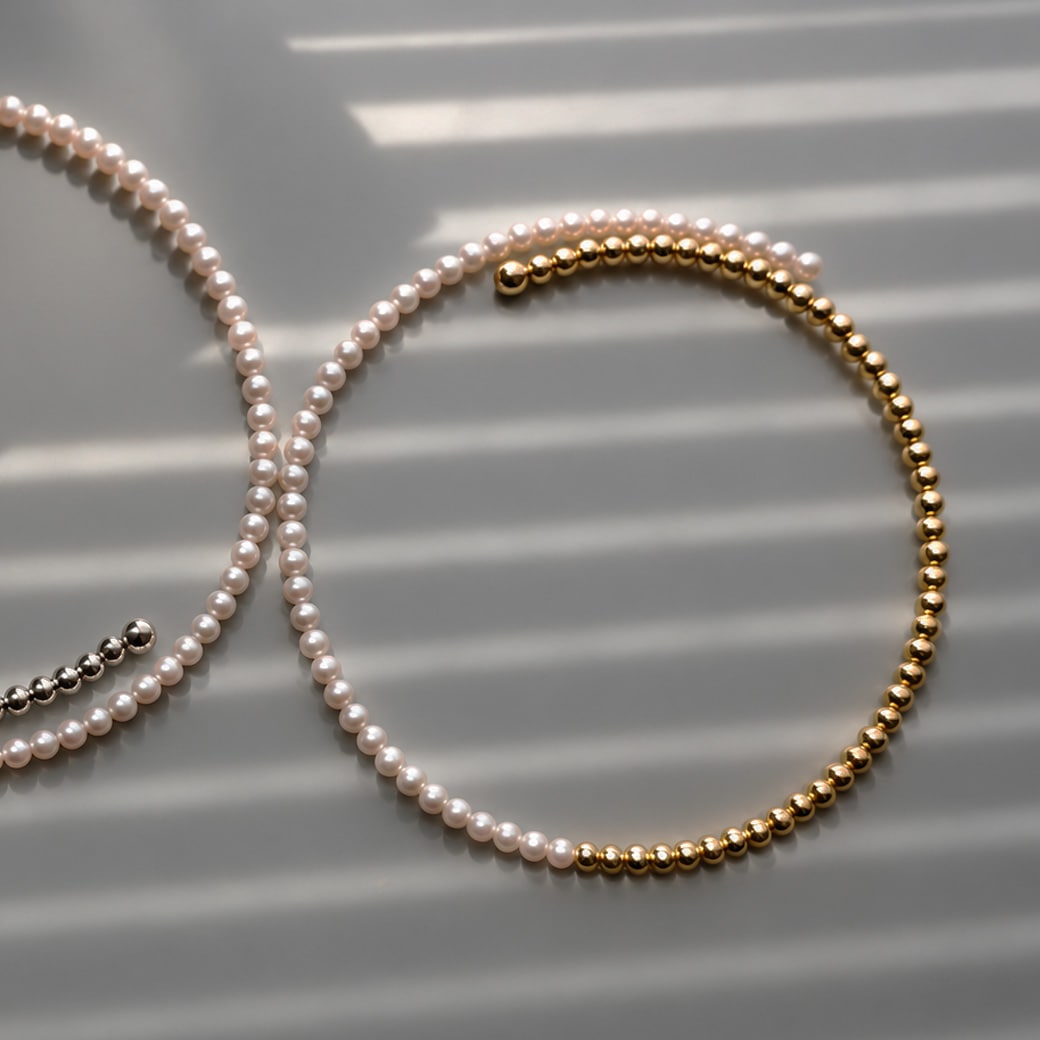 Half Pearl Metal Choker｜2WAY ハーフパールメタルチョーカー