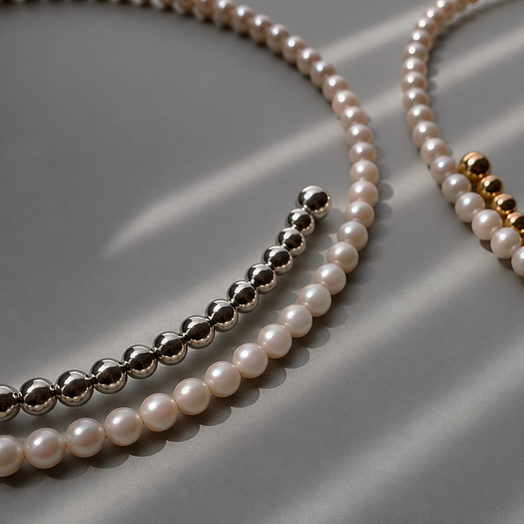 Half Pearl Metal Choker｜2WAY ハーフパールメタルチョーカー