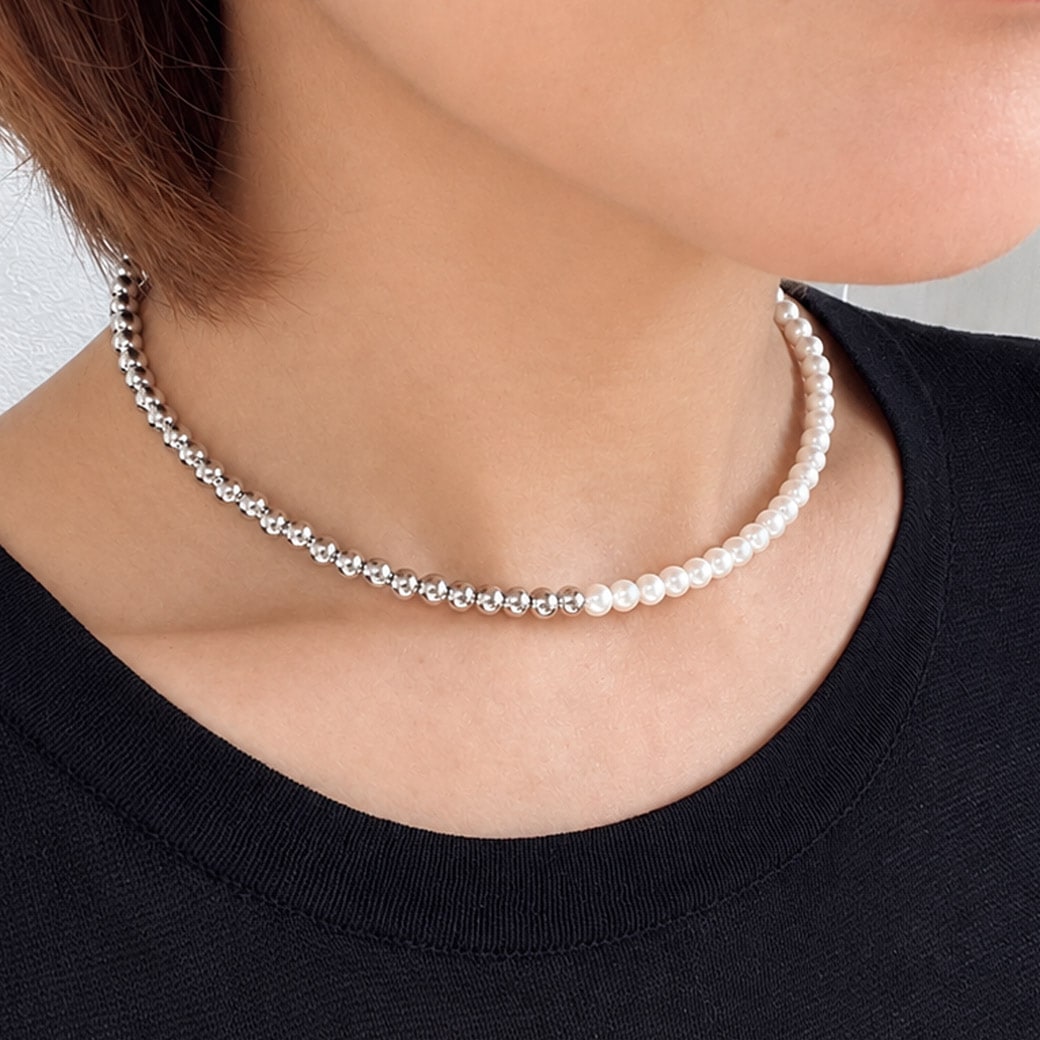 Half Pearl Metal Choker｜2WAY ハーフパールメタルチョーカー