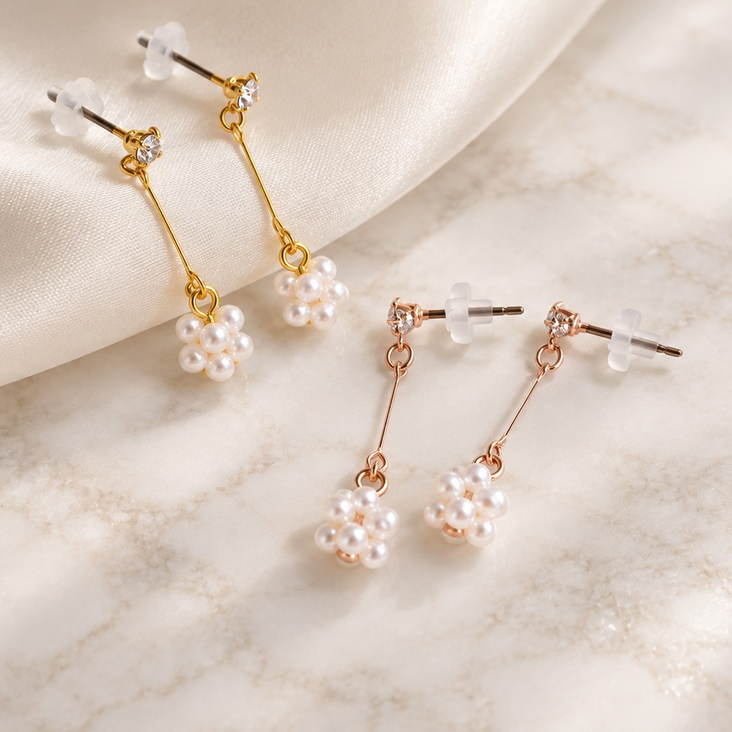 Pearl Flower Drops｜揺れるフラワーパール ピアス・イヤリング