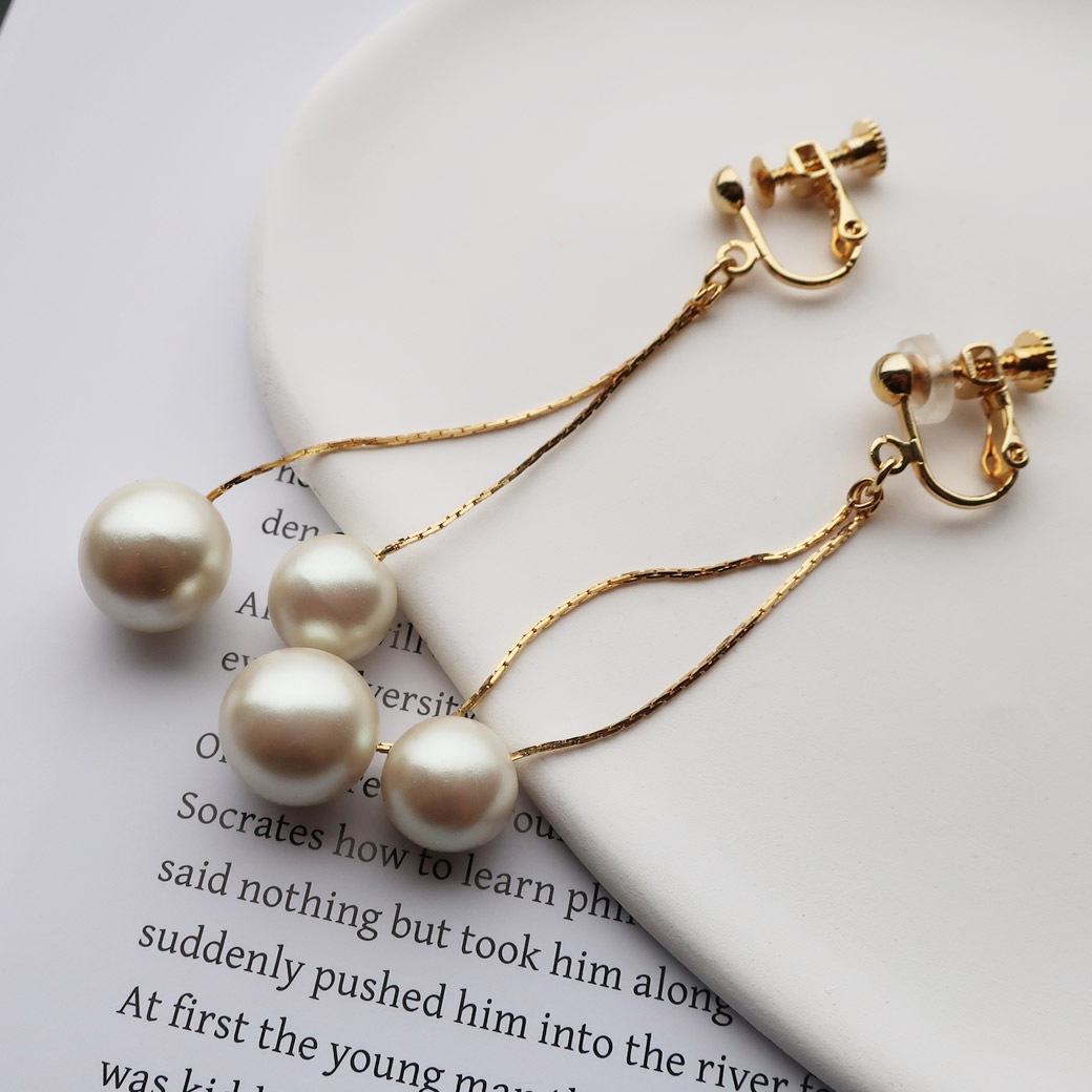 日本製 さくらんぼ パール イヤリング ピアス ネジバネ式 フックピアス