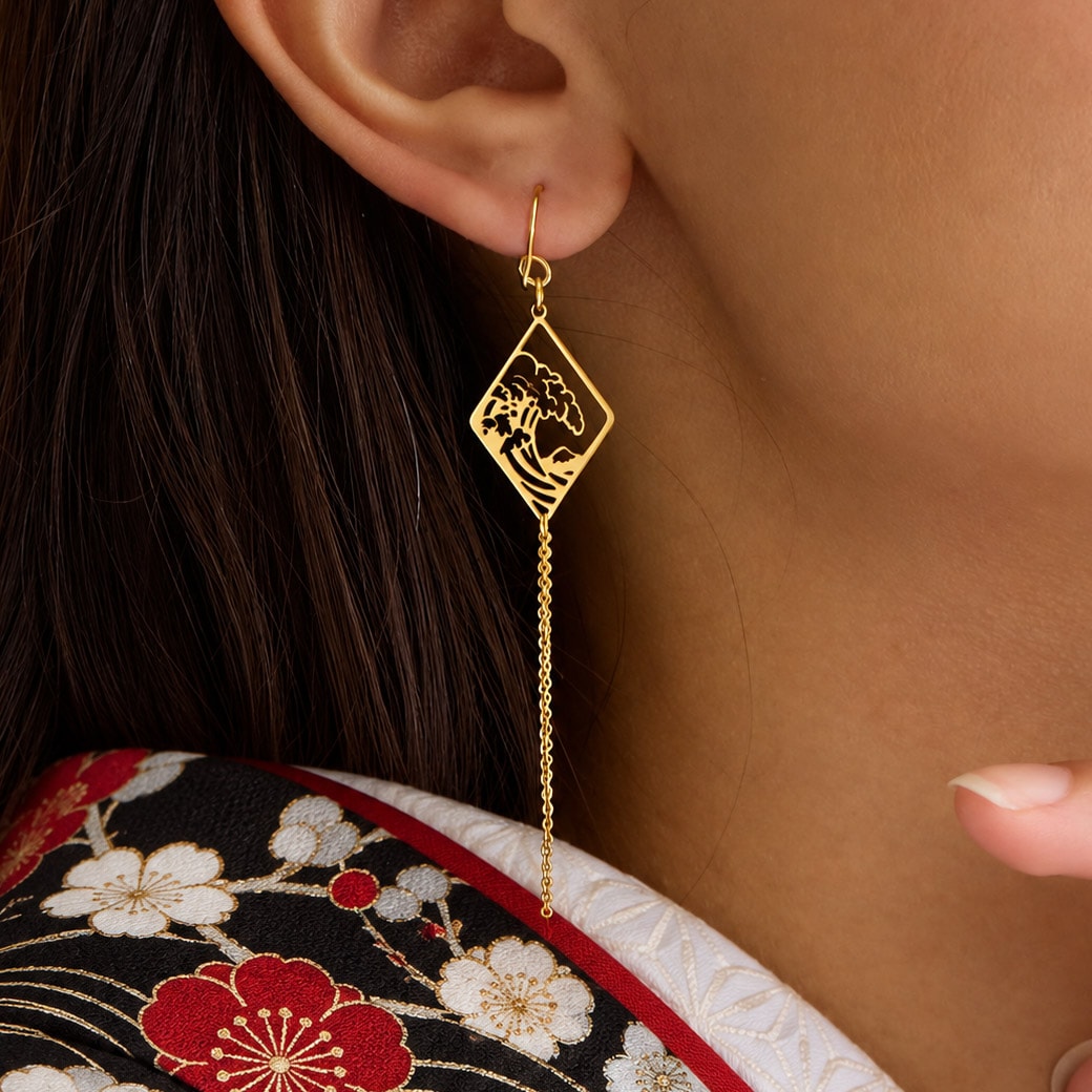 WA Modern Asymmetry Earrings｜ wa-bijou 和モダン アシンメトリー