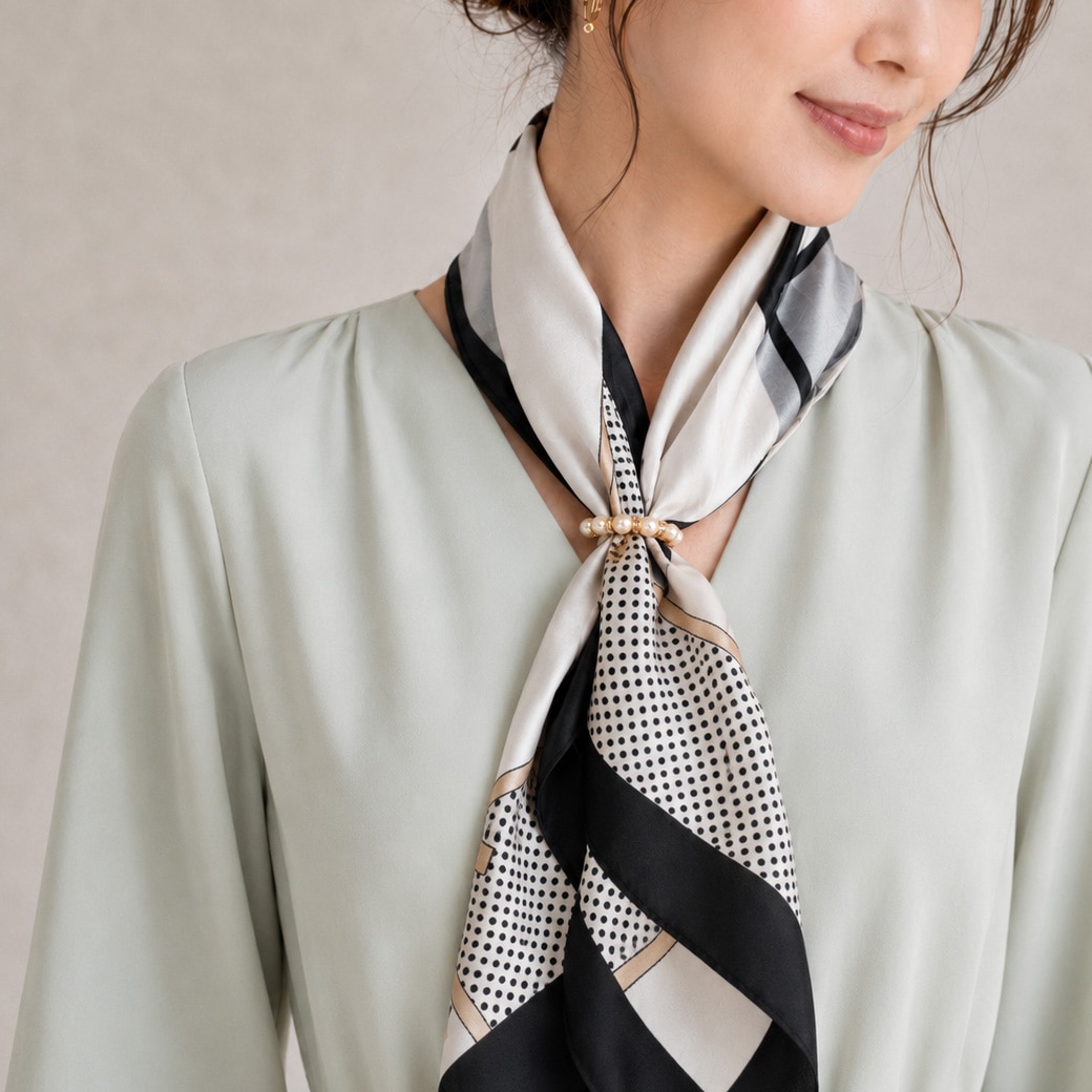 日本製 Pearl Scarf Ring｜パールで整える上品なスカーフリング | 服飾