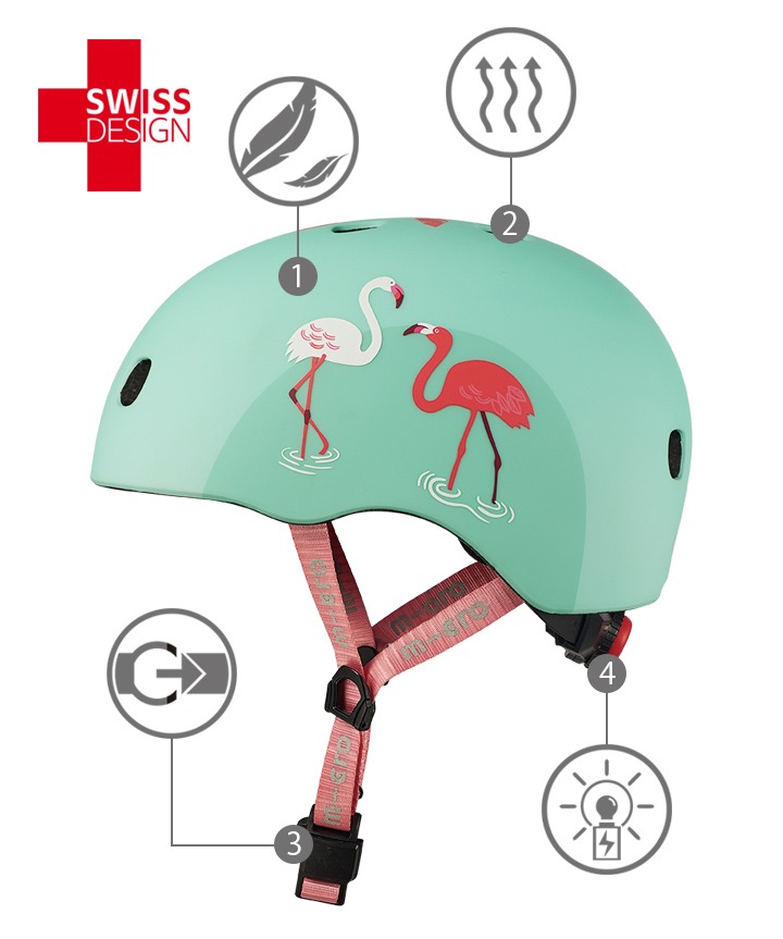 子供用ヘルメットLED フラミンゴ [CE認証] - アクセサリー ｜キック