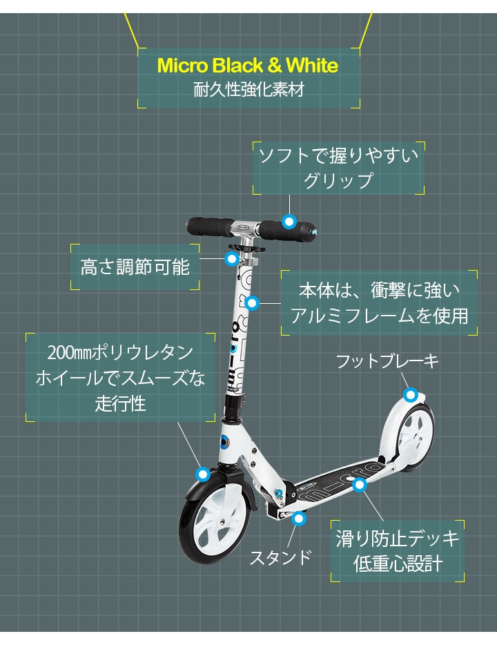 未使用 MICRO マイクロ スクーター キックボード ホワイト-