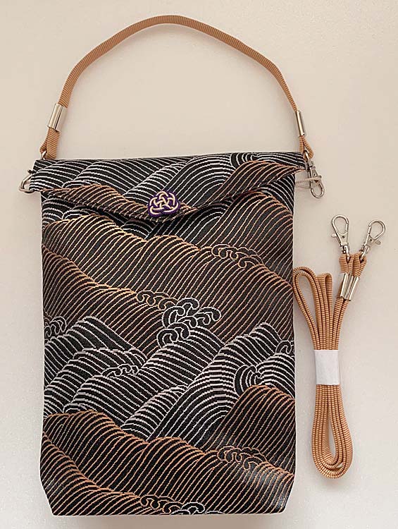 斜め掛け ポシェット 御朱印帳袋「しぶき」 2冊入れサイズ 西陣織 金襴