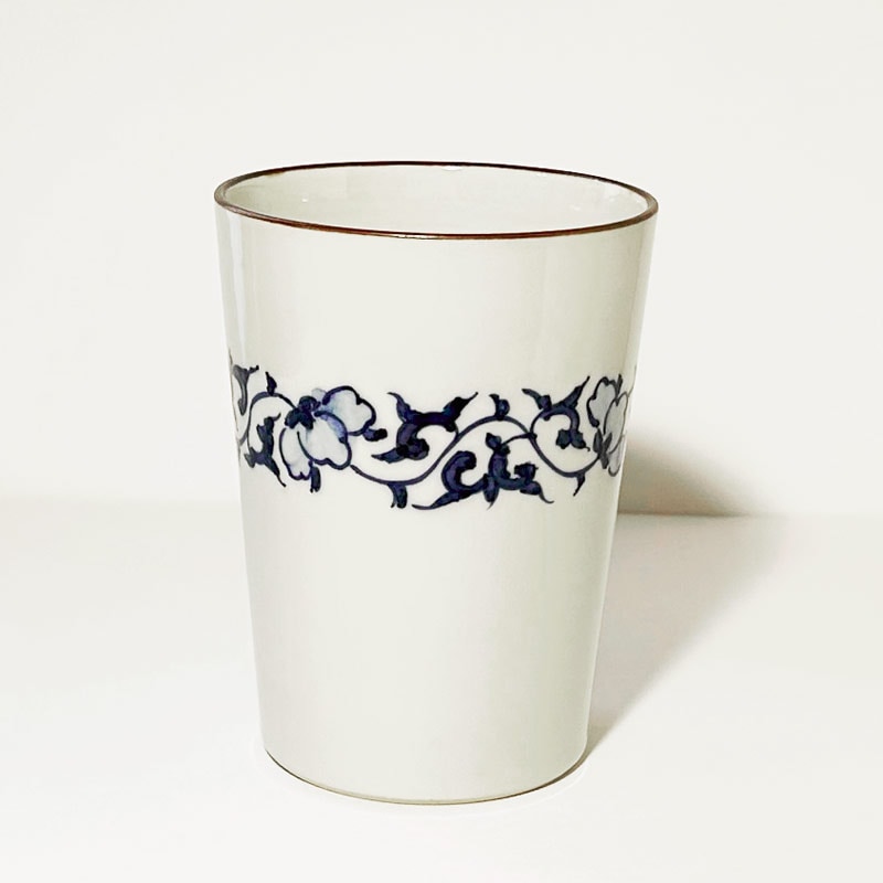 染付帯唐草フリーカップ 京焼清水焼 □双楽窯